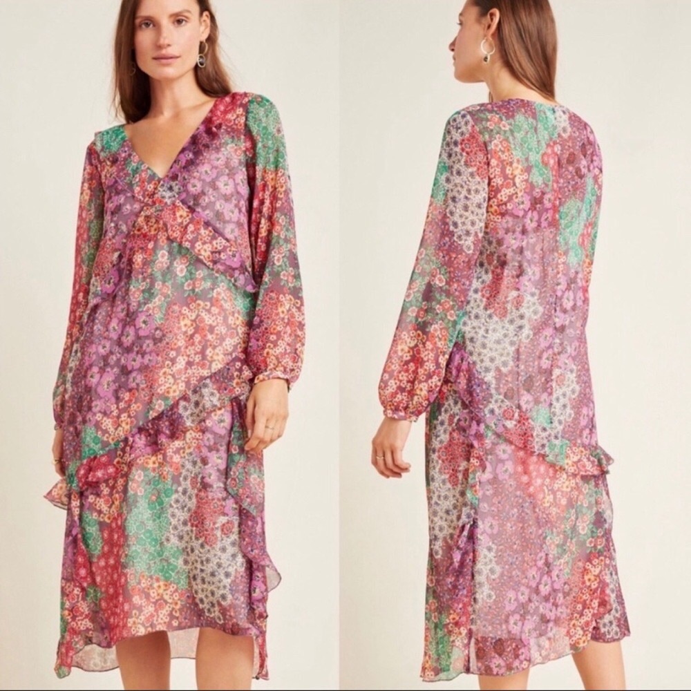 Anthropologie Maeve Sirena Ruffled Tunic Dress